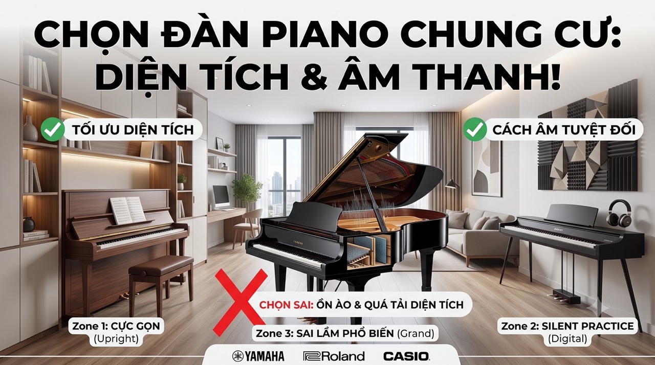 Chọn đàn piano phù hợp diện tích căn hộ chung cư