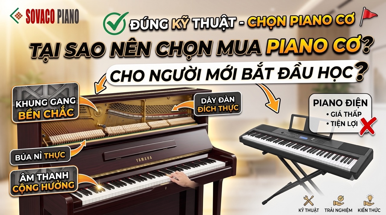 Tại sao nên chọn mua đàn piano cơ thay vì piano điện cho người mới bắt đầu học?