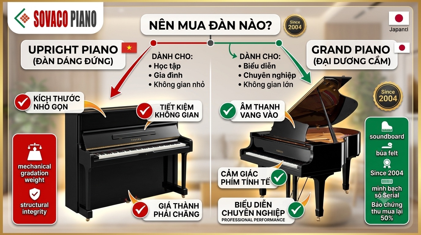 Nên mua đàn Upright piano hay mua Grand Piano