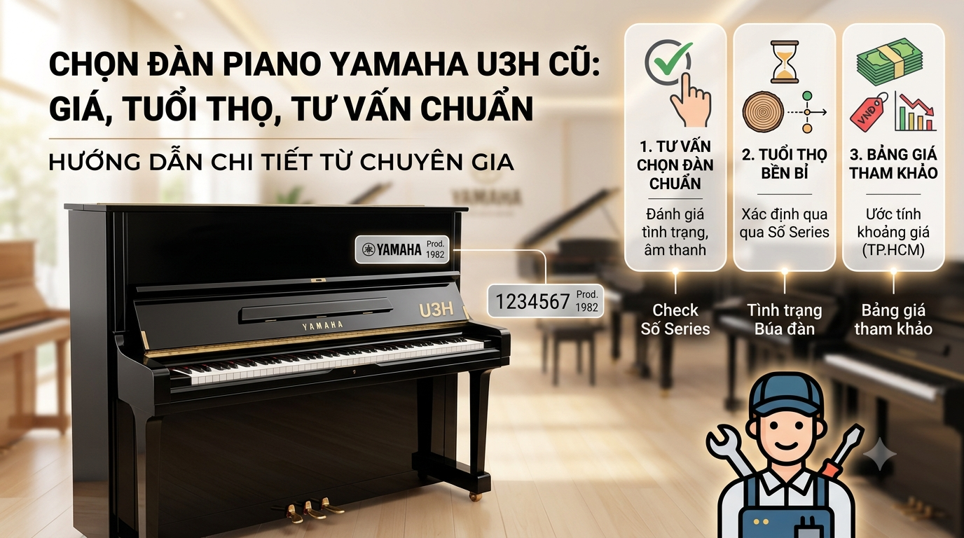 Bảng Giá Piano Yamaha U3H Cũ Tuổi Thọ & Tư Vấn Chọn Đàn Chuẩn
